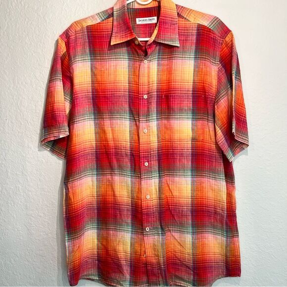 Jacques Britt Plaid button-down casual shirt. Short sleeve. Medium. - Picture 1 of 6